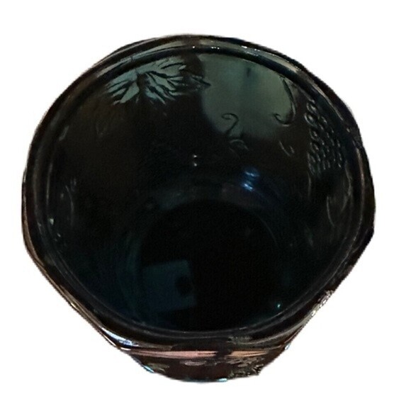 Vintage Blue Iridescent Carnival Glass Fruit Pattern Canister Jar Candle Holder - Picture 5 of 5